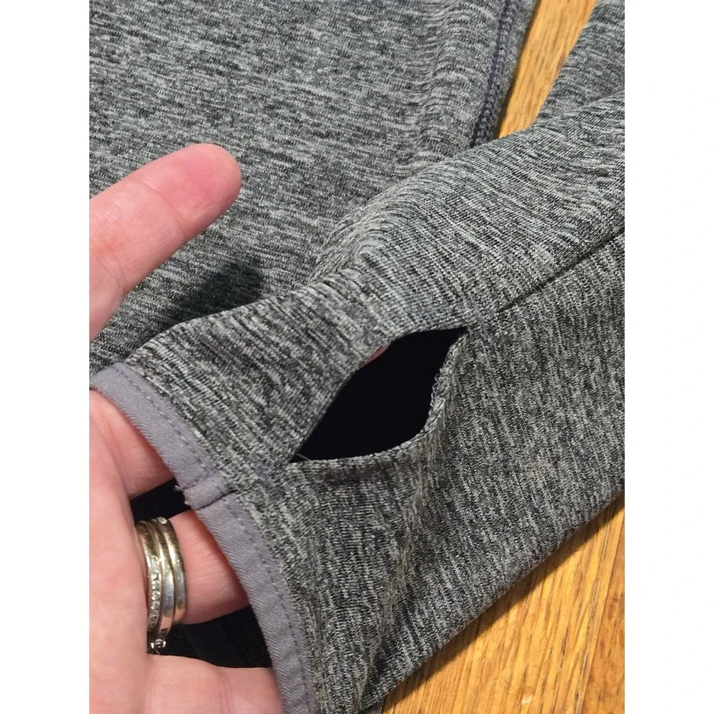 Justice Girls 16 Gray Space Dye Quarter Zip Long Sleeve Thumbholes Active Top